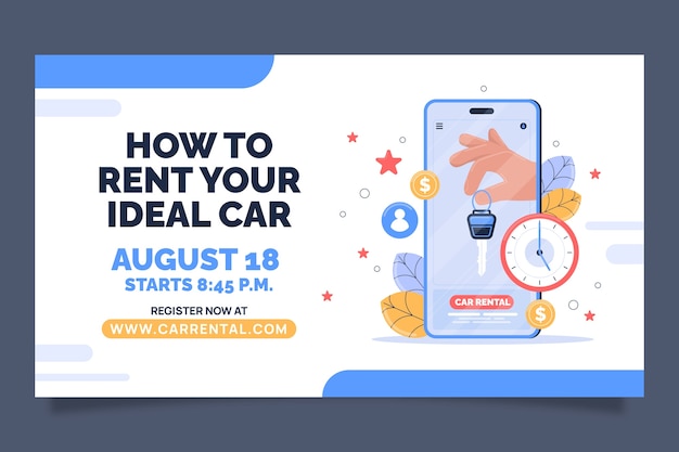 Vector gratuito plantilla de seminario web de servicio de alquiler de coches