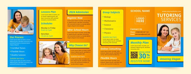 Plantilla de servicio de tutoría de diseño plano.