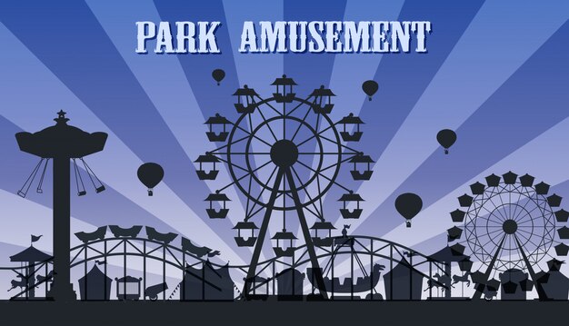 Una plantilla de silueta del parque de atracciones