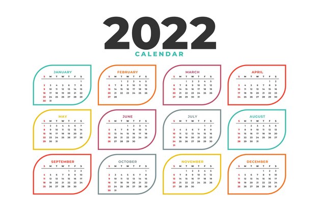 Plantilla simple de diseño de calendario de año nuevo 2022