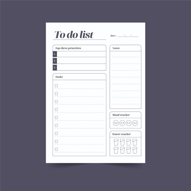Plantilla simple de lista de tareas pendientes en blanco