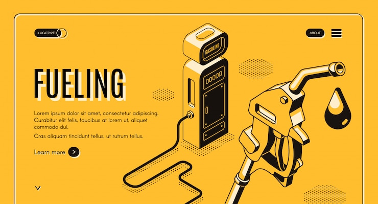 Vector gratuito plantilla de sitio isométrico 3d con alimentación de combustible