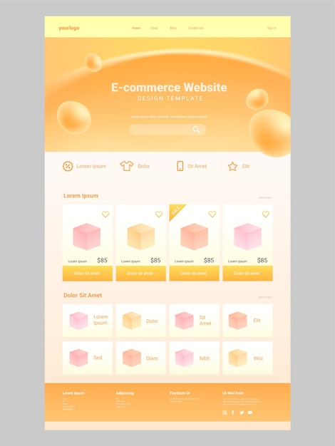 Plantilla de sitio web de comercio electrónico degradado