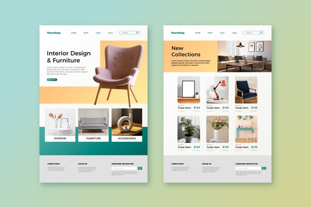 Plantilla de sitio web de comercio electrónico degradado