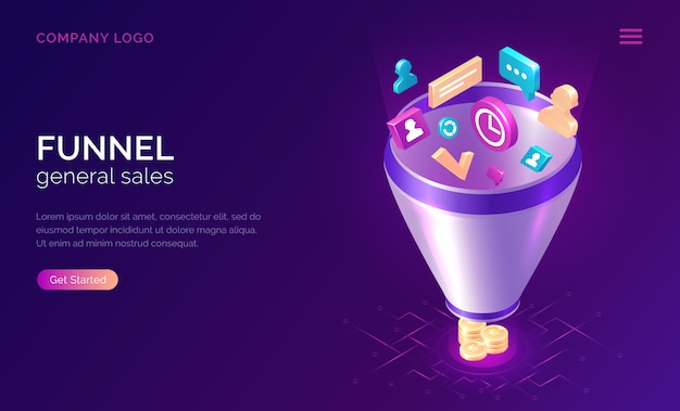 Plantilla de sitio web de embudo de ventas