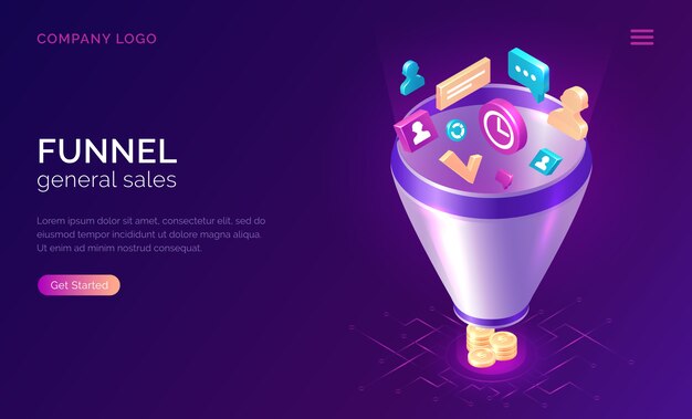 Plantilla de sitio web de embudo de ventas