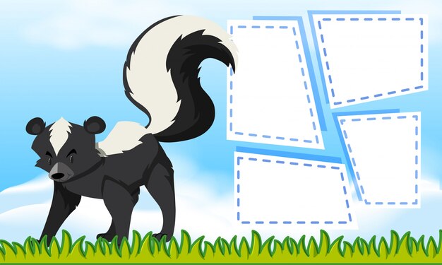 Vector gratuito plantilla de skunk on note