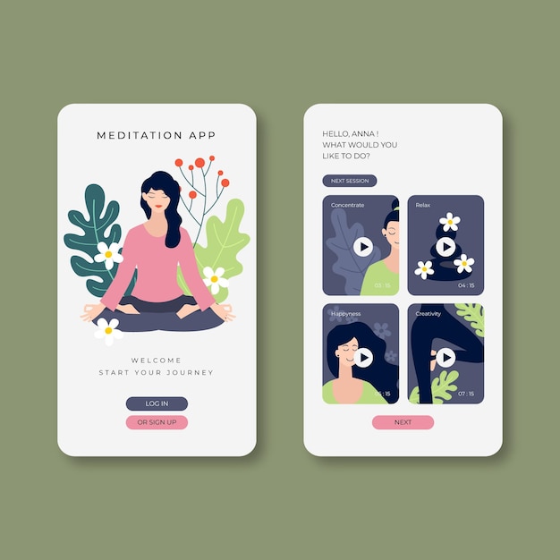 Vector gratuito plantilla de solicitud de meditación