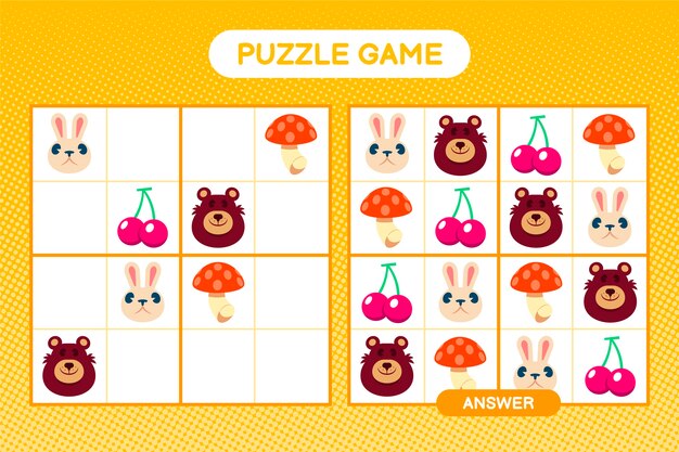 Plantilla de sudoku de diseño plano dibujado a mano