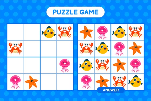 Plantilla de sudoku de diseño plano dibujado a mano