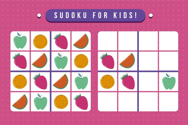 Plantilla de sudoku de diseño plano dibujado a mano