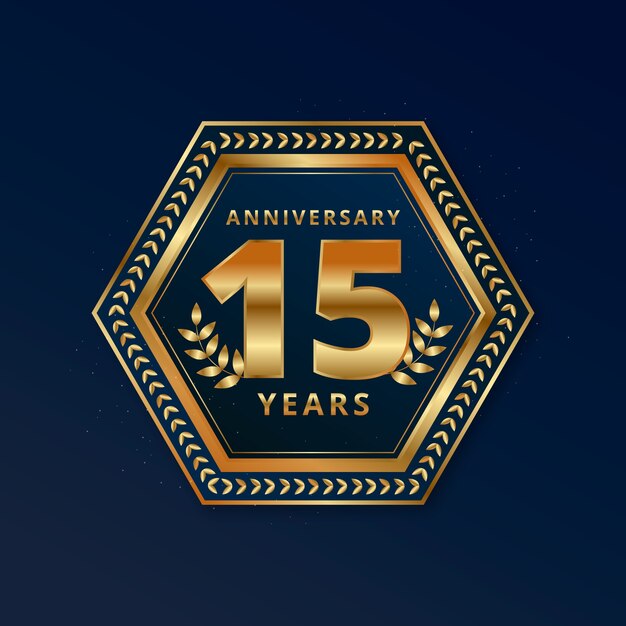 Plantilla de tarjeta de 15 aniversario degradada