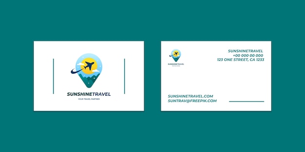 Plantilla de tarjeta de agencia de viajes de diseño plano