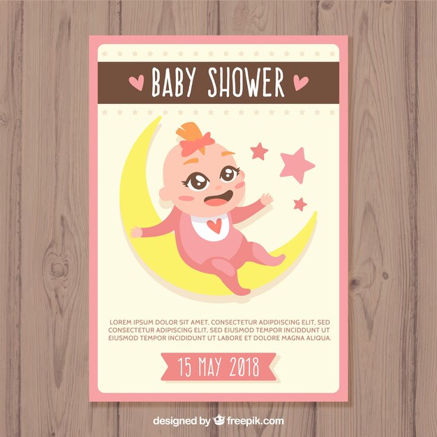 Plantilla de tarjeta de baby shower para niña