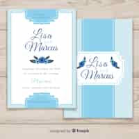 Vector gratuito plantilla de tarjeta de boda en diseño plano