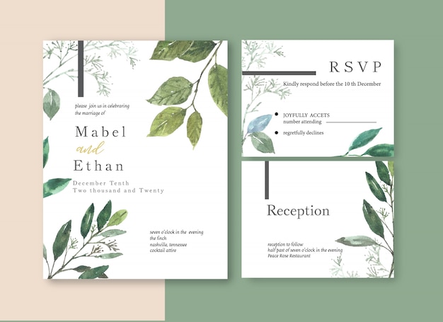 Vector gratuito plantilla de tarjeta de boda floral acuarela