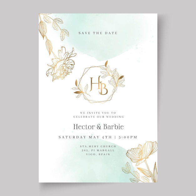 Vector gratuito plantilla de tarjeta de boda floral