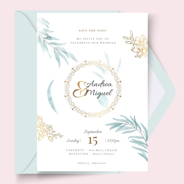 Vector gratuito plantilla de tarjeta de boda floral