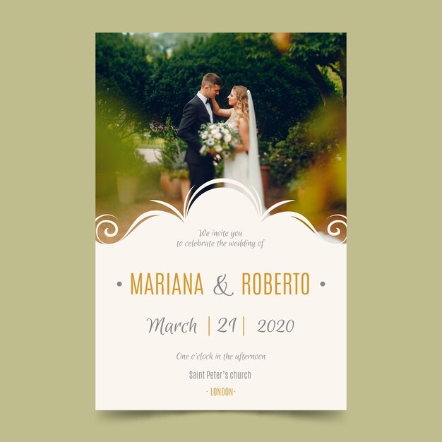 Plantilla de tarjeta de boda con foto