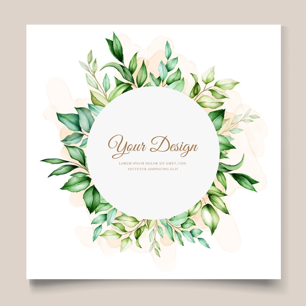 Vector gratuito plantilla de tarjeta de boda con hermosas hojas de acuarela floral