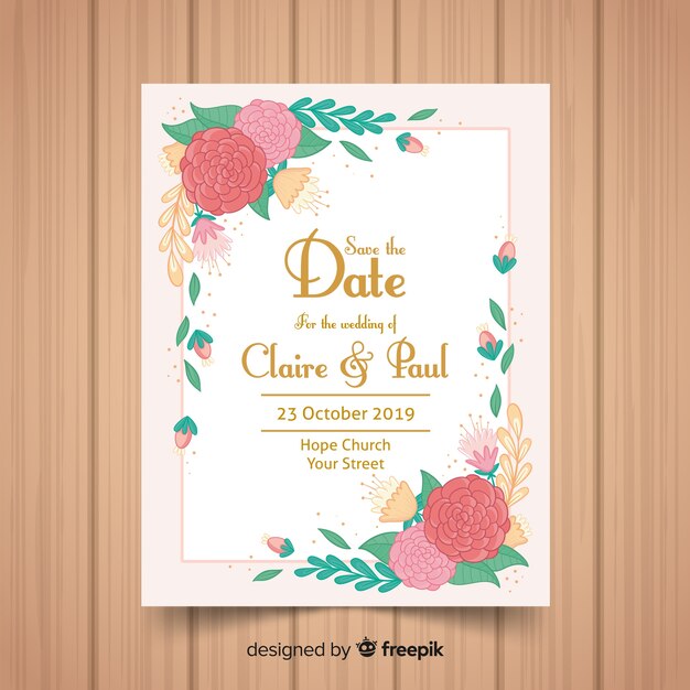 Plantilla de la tarjeta de boda