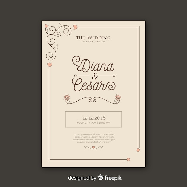 Plantilla de la tarjeta de boda