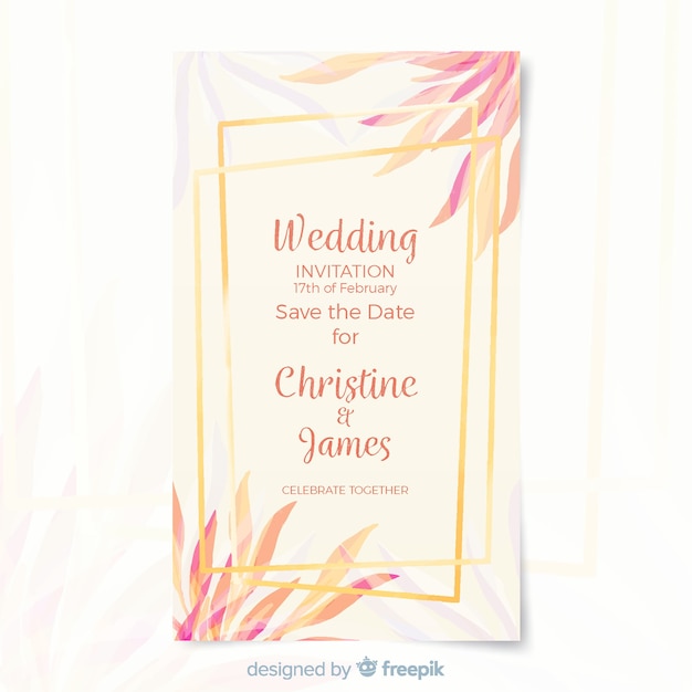 Plantilla de la tarjeta de boda