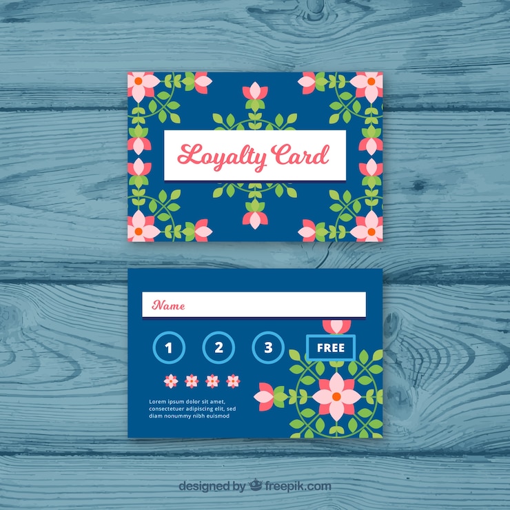 Vector gratuito plantilla de tarjeta de cliente adorable con diseño floral