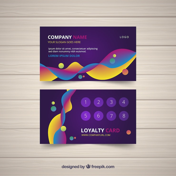 Vector gratuito plantilla de tarjeta de cliente con estilo colorido