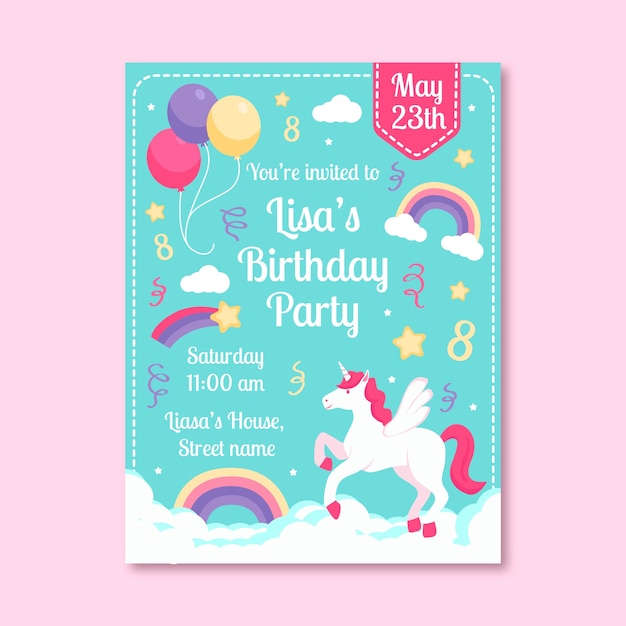 Vector gratuito plantilla de tarjeta de cumpleaños colorida para niños