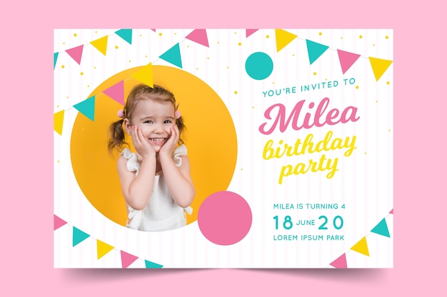 Plantilla de tarjeta de cumpleaños para concepto de niños