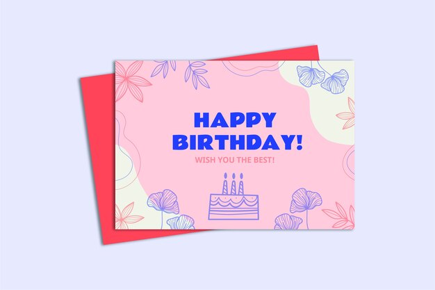 Plantilla de tarjeta de cumpleaños de diseño plano