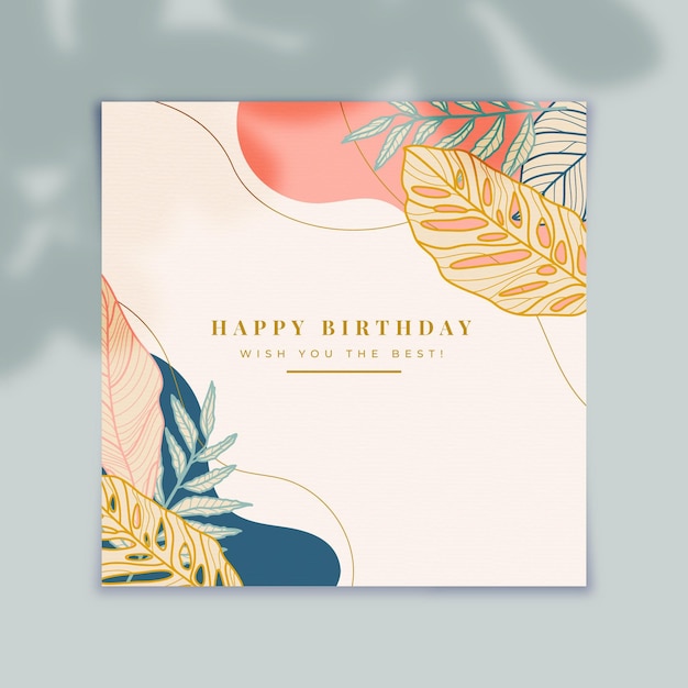 Plantilla de tarjeta de cumpleaños floral