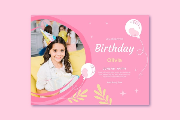 Vector gratuito plantilla de tarjeta de cumpleaños con globo