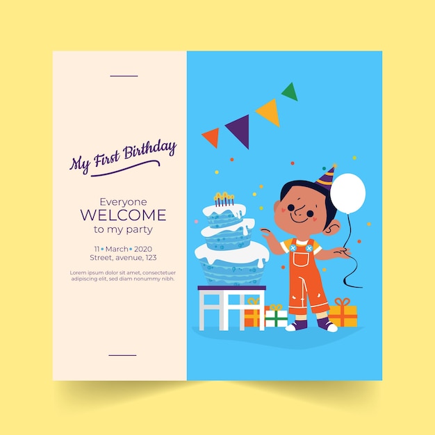 Plantilla de tarjeta de cumpleaños para niños