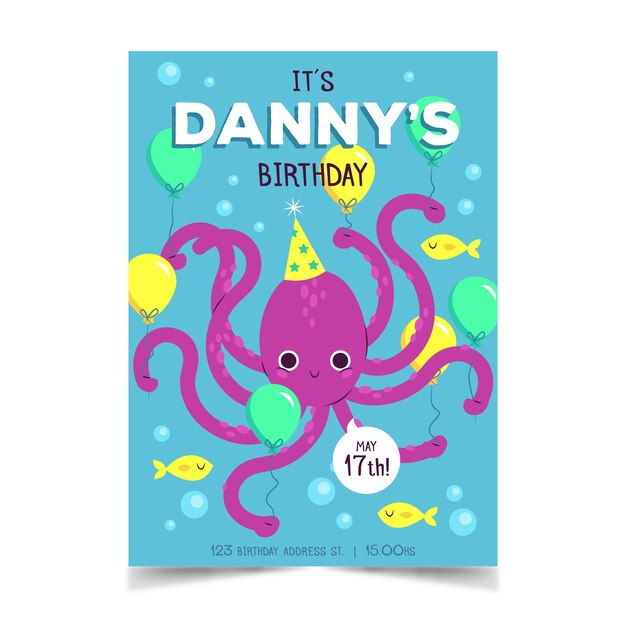 Plantilla de tarjeta de cumpleaños para niños