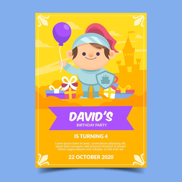 Vector gratuito plantilla de tarjeta de cumpleaños para niños