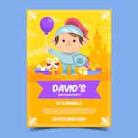 Vector gratuito plantilla de tarjeta de cumpleaños para niños