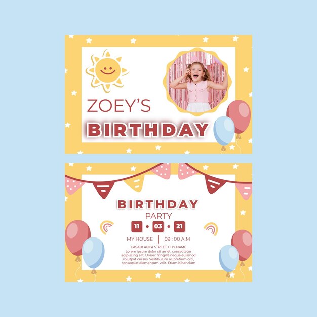 Plantilla de tarjeta de cumpleaños para niños