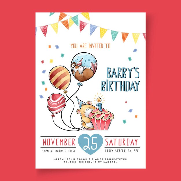 Plantilla de tarjeta de cumpleaños para niños