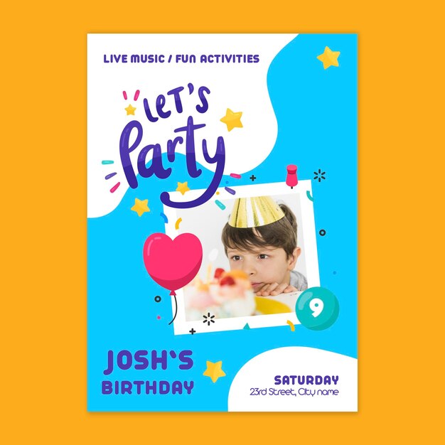 Plantilla de tarjeta de cumpleaños para niños