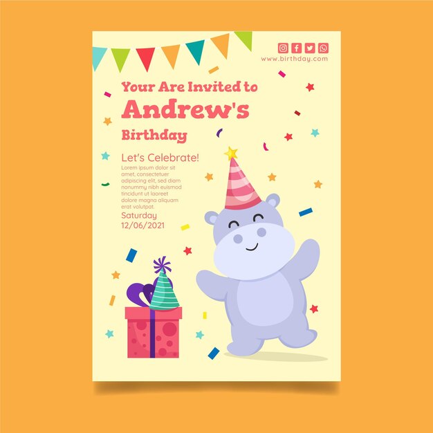 Plantilla de tarjeta de cumpleaños para niños