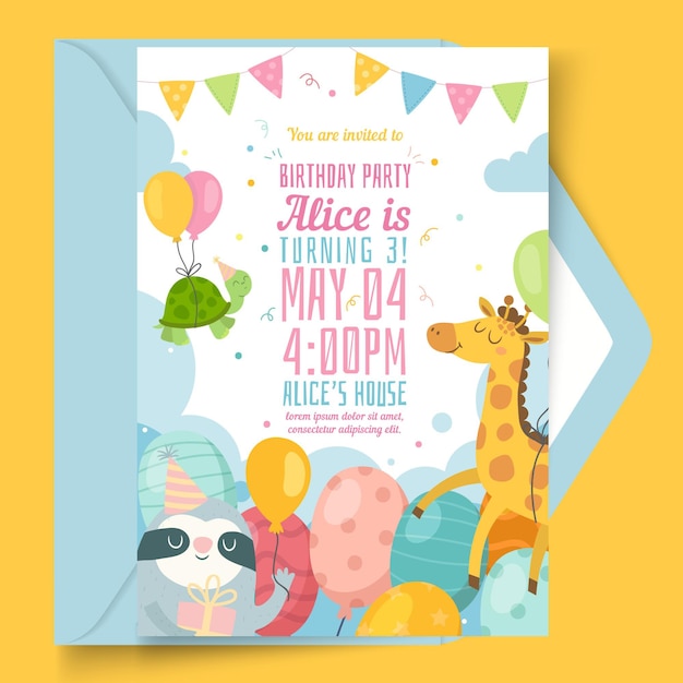 Plantilla de tarjeta de cumpleaños para niños