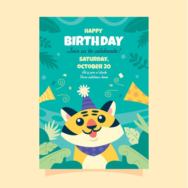 Plantilla de tarjeta de cumpleaños para niños