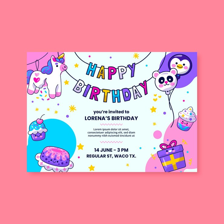 Vector gratuito plantilla de tarjeta de cumpleaños para niños