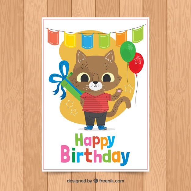 Plantilla de tarjeta de cumpleaños con zorro lindo