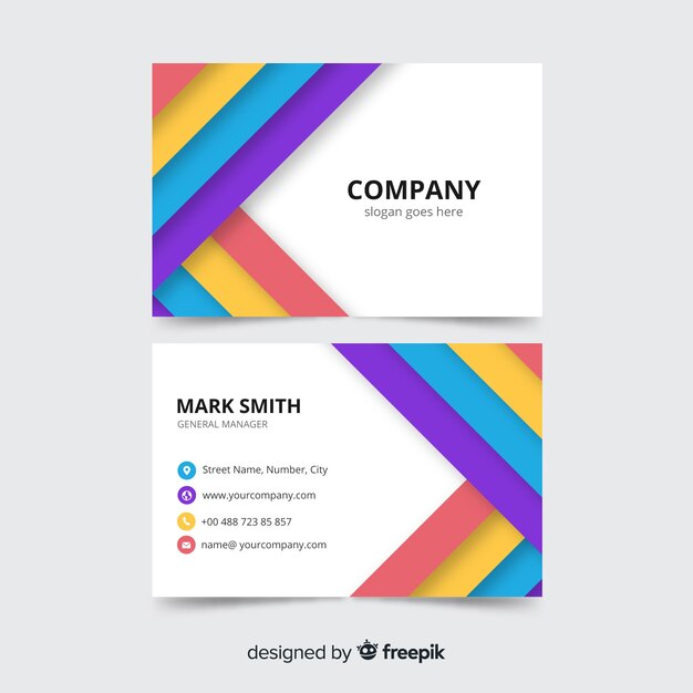Plantilla de tarjeta de empresa corporativa, diseño frontal y trasero