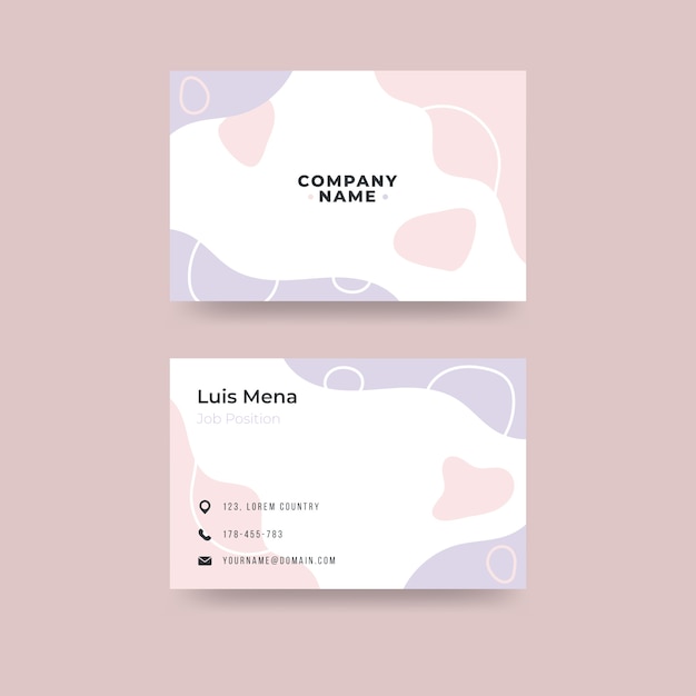 Plantilla de tarjeta de empresa con formas abstractas y formas de colores pastel