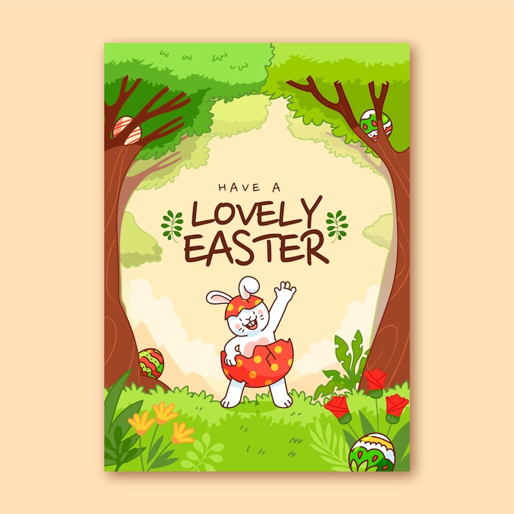 Vector gratuito plantilla de tarjeta de felicitación de acuarela para las vacaciones de pascua.