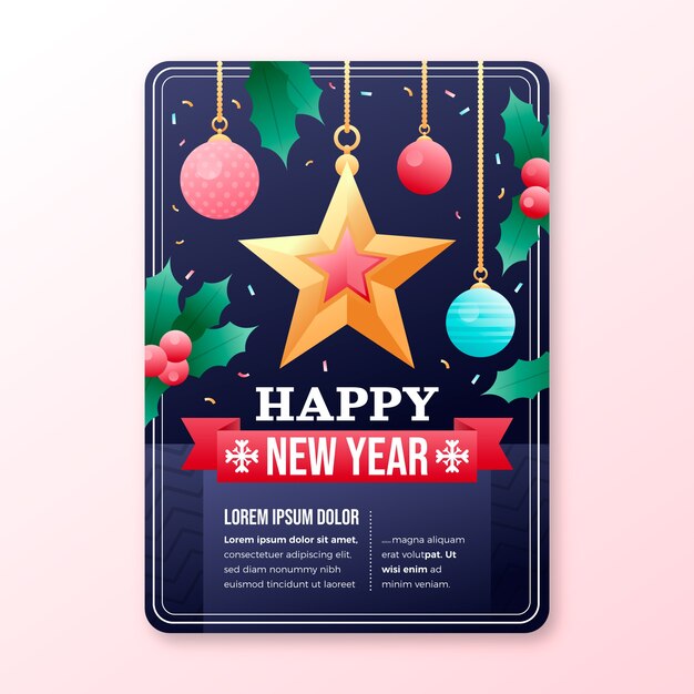 Plantilla de tarjeta de felicitación de año nuevo degradado
